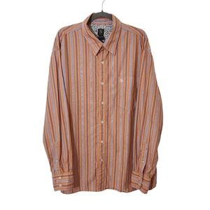 Aigle Orange and Blue Striped Button Down Shirt Size XXL Orange Stripe Shirt
